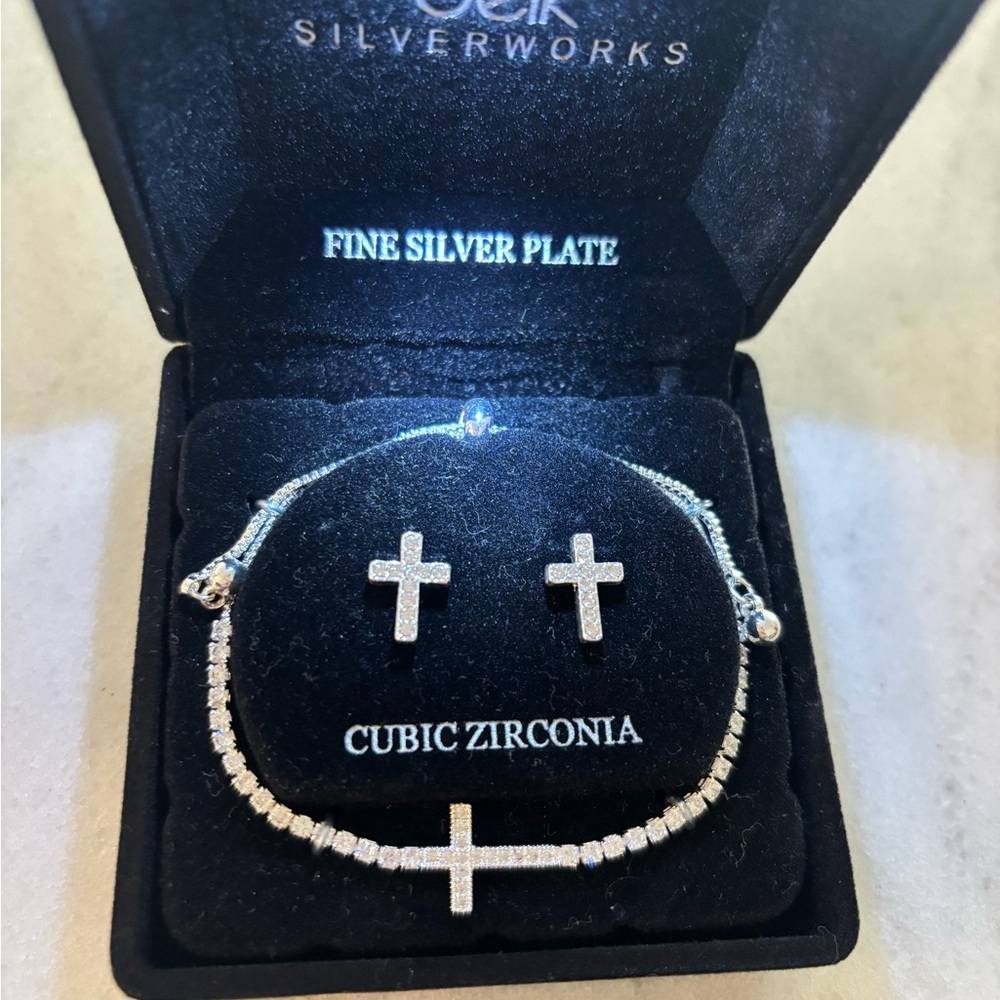 Fashion cross earrings and bracelet. NWT.